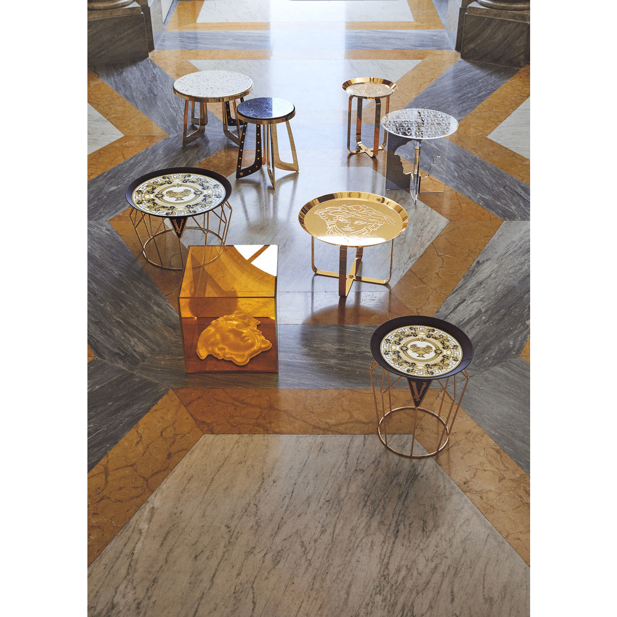 Gold Unique Coffee & Side Table