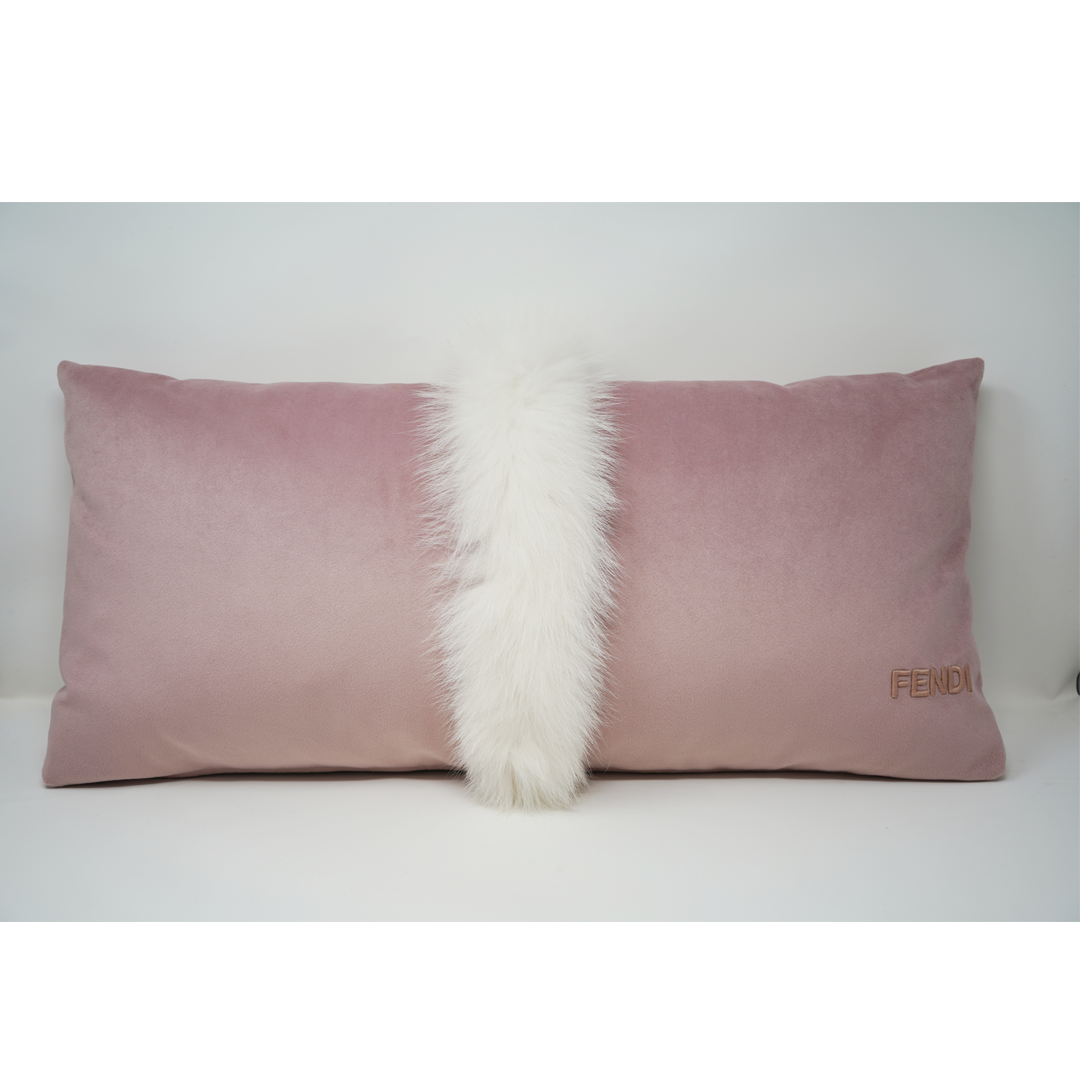 Fendi velvet fox fur inlay Cushion - Pink