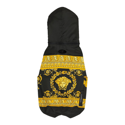 Barocco&amp;Robe Dog Rain Coat, Black-Gold, M