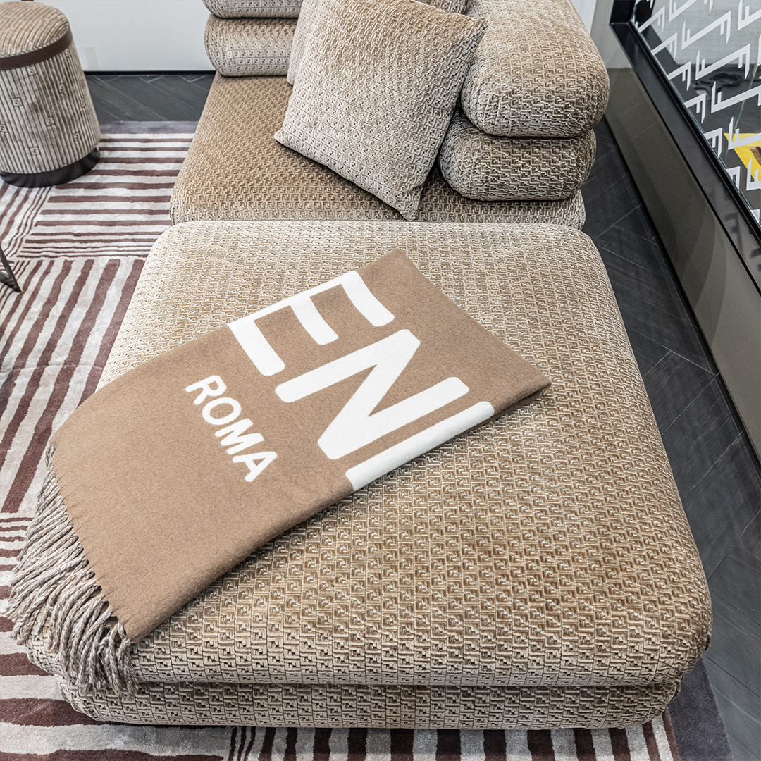 Fendi Roma Throw - Brandy & White