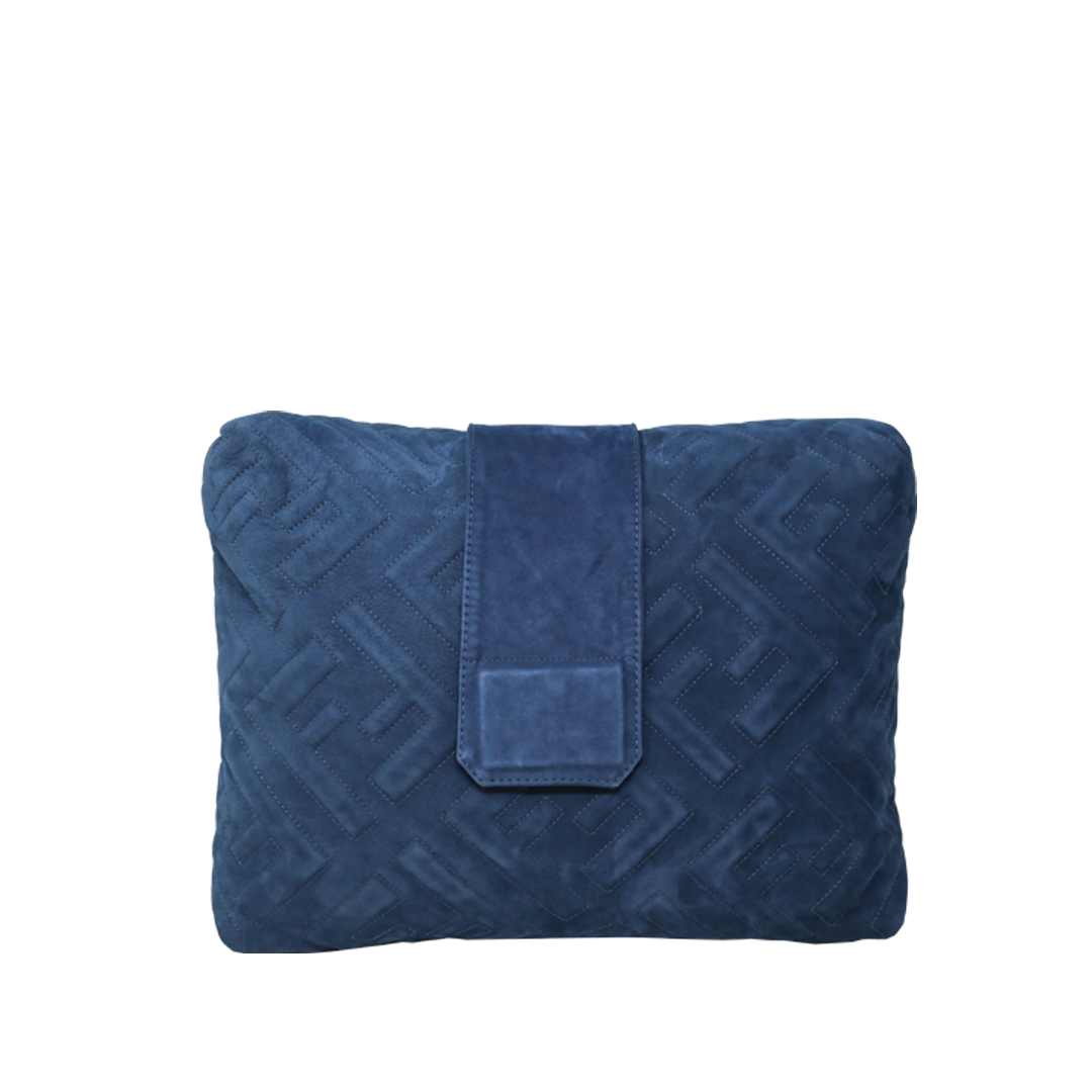 Fendi Diagonal FF Logo Blue Velvet Headrest Cushion