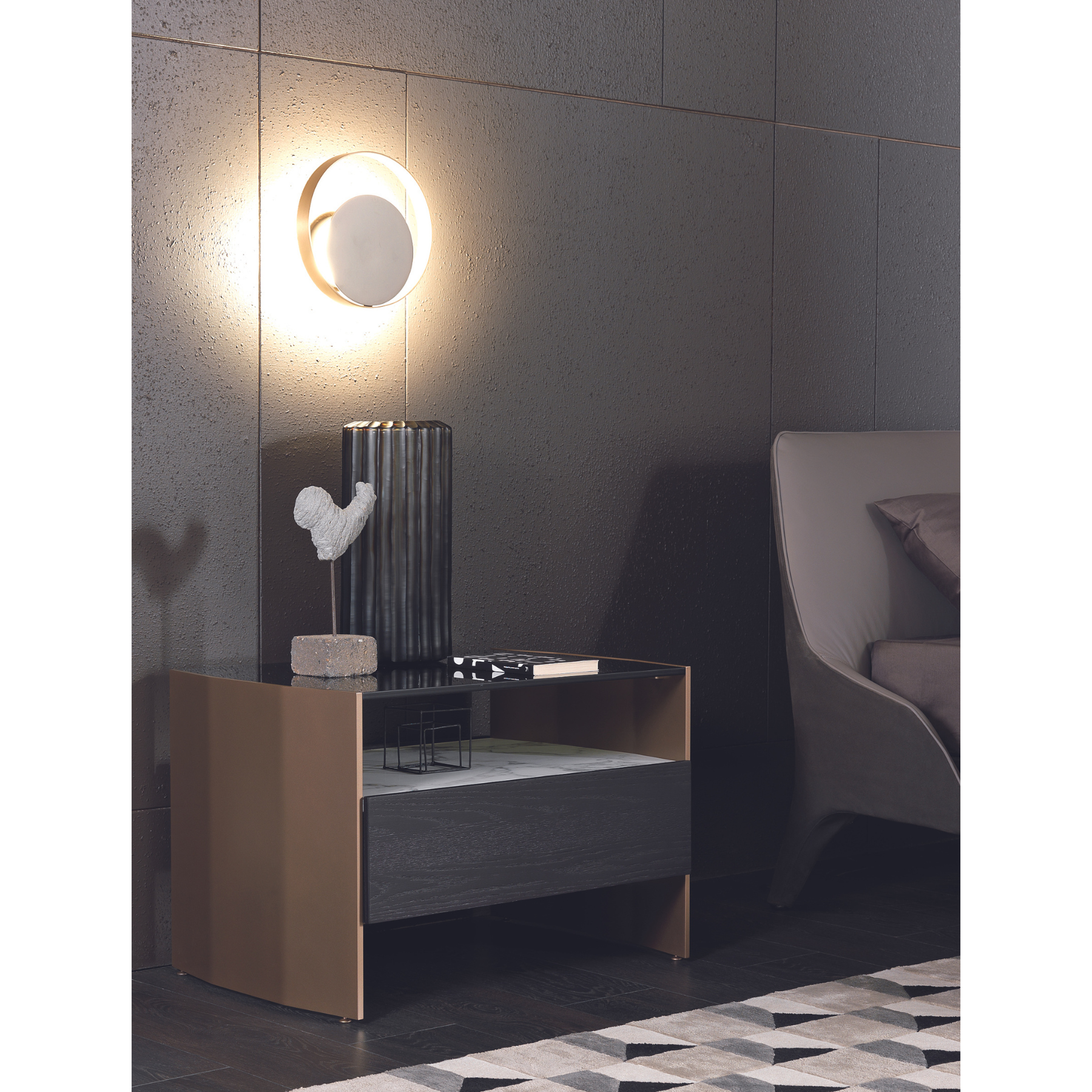 Milvian Bedside Table & Drawer