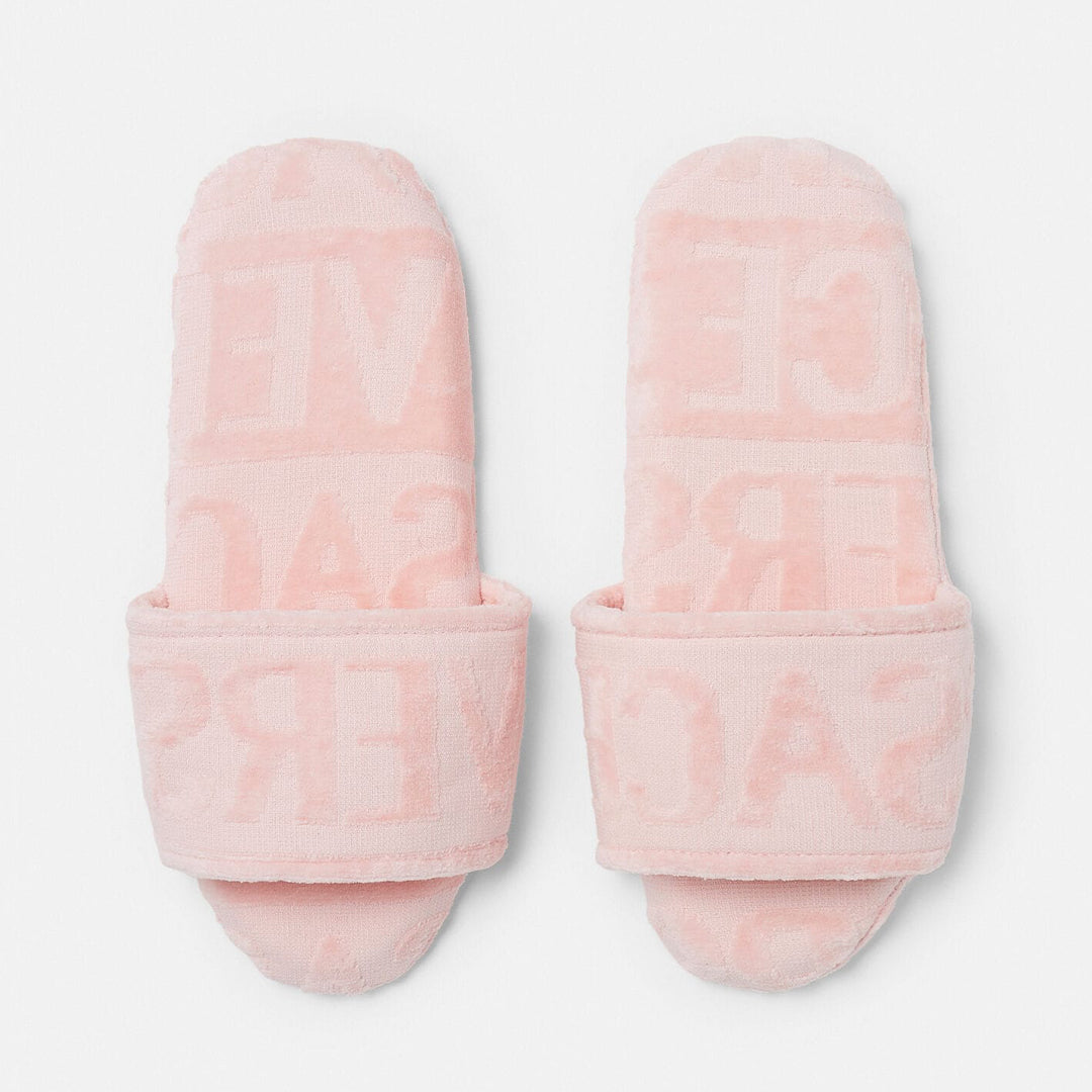 Versace Letter Embroidered Pink Slippers  - M