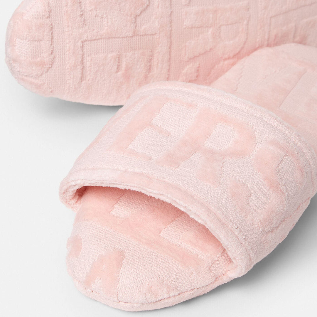 Versace Letter Embroidered Pink Slippers  - M