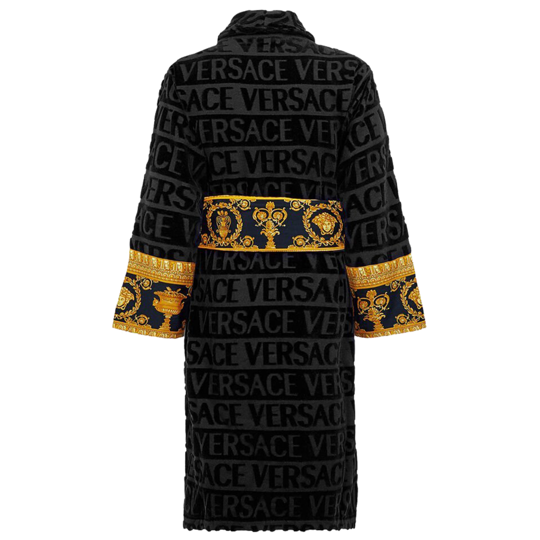 I Heart Baroque Bathrobe no hood-Black-