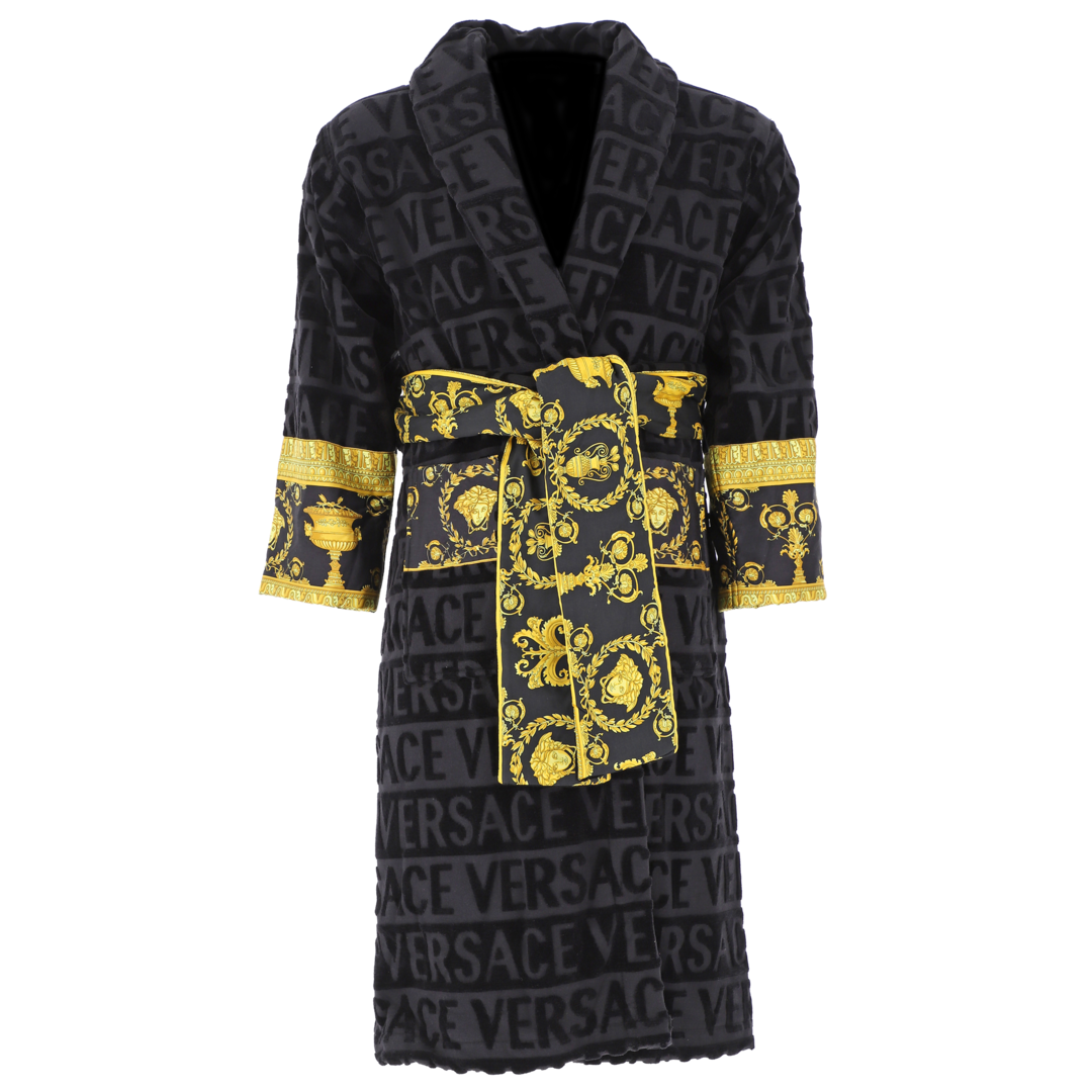 I Heart Baroque Bathrobe no hood-Black-