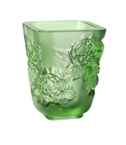 Lalique PIVOINES Vase Small Green