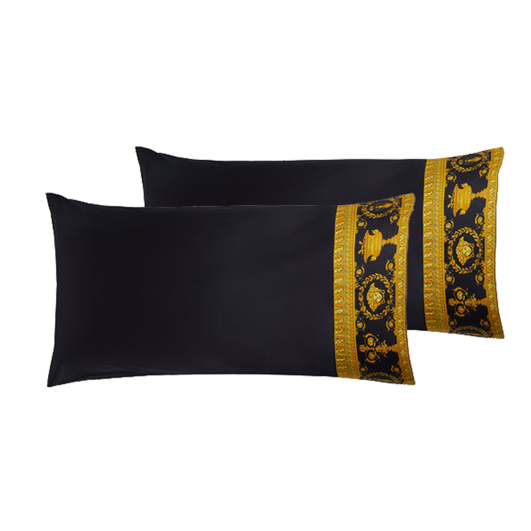 Barocco &amp; Robe Pillow Case Pair - Black