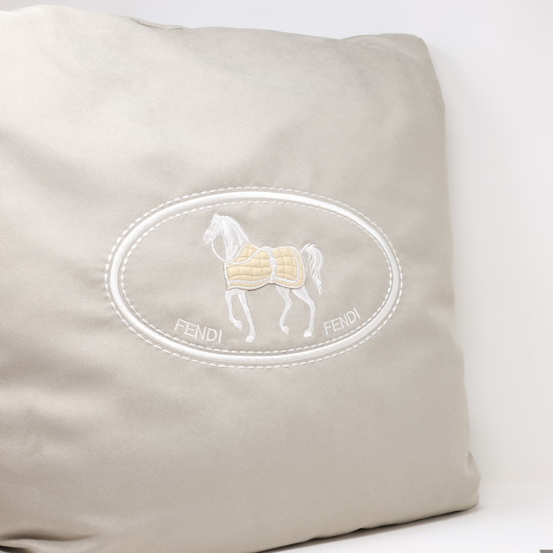 Villa Borghese Embroidery Cushion - Light Grey