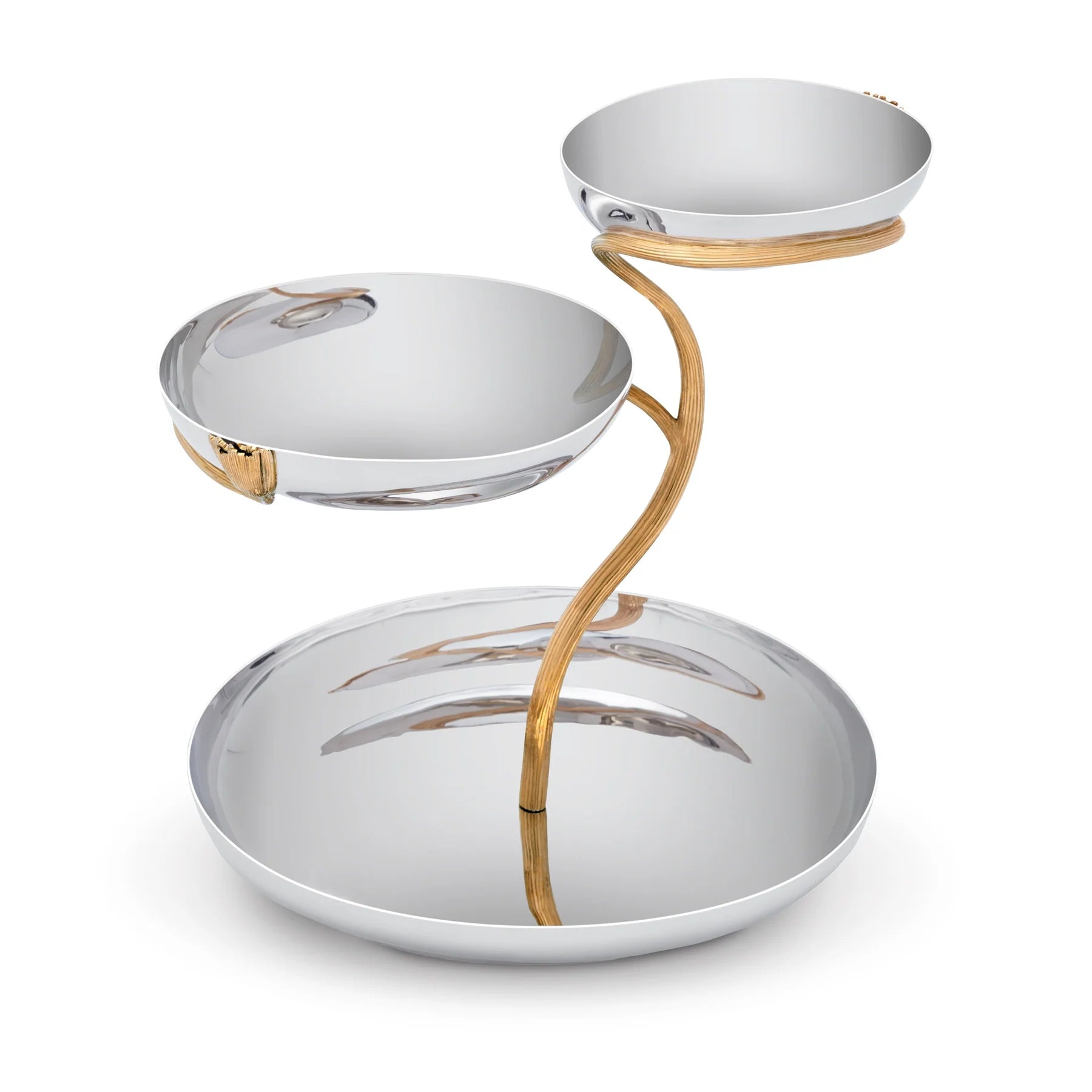 LO L’Objet Deco Leaves Stainless 3 Tier Server Large
