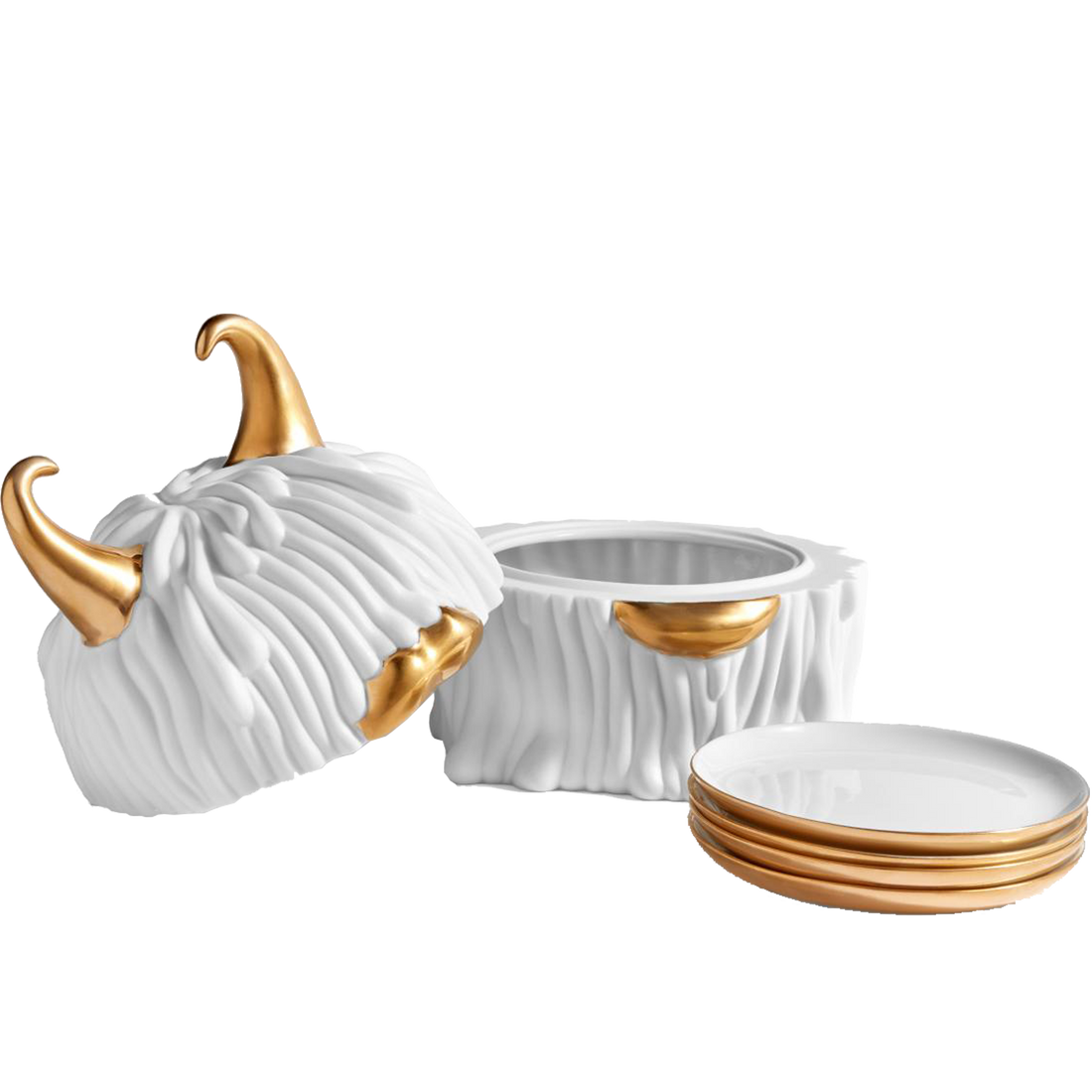 Lynda Box & Set of 4 Plates - White