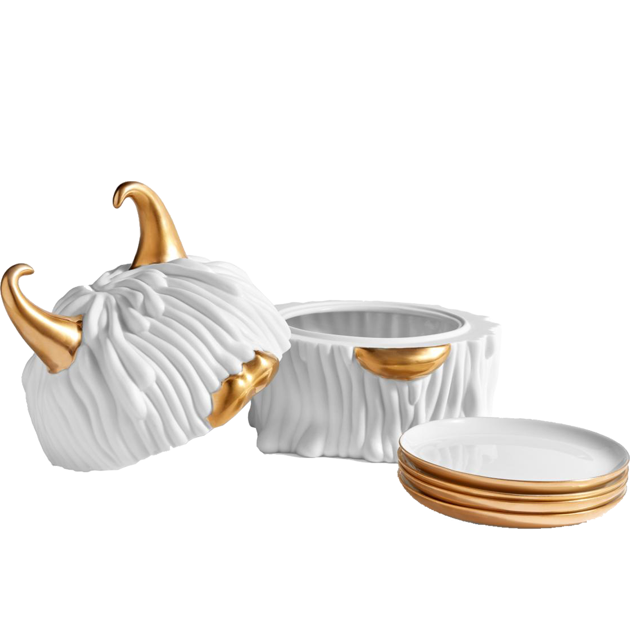 Lynda Box & Set of 4 Plates - White