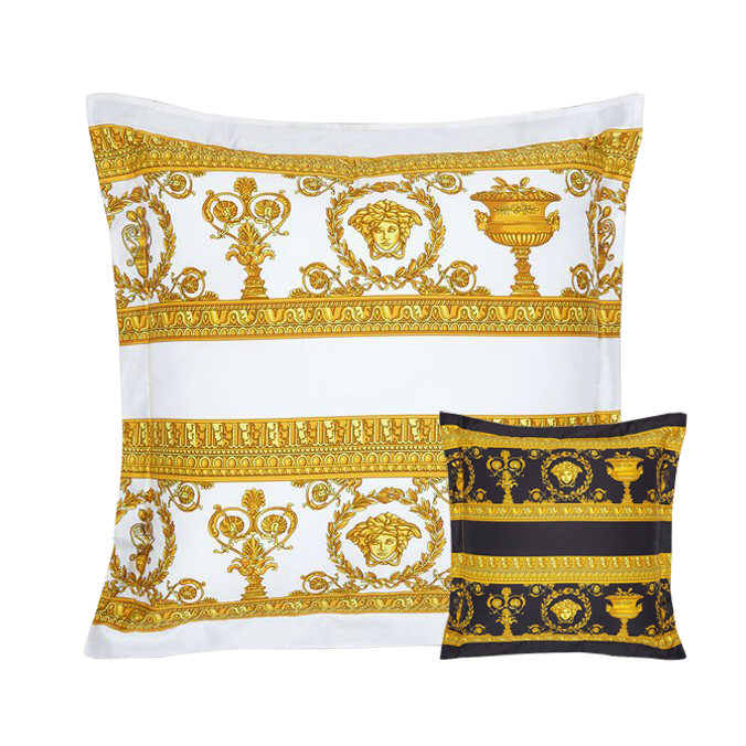 Barocco &amp; Robe Pillow Cushion, Black-Gold-White-Gold