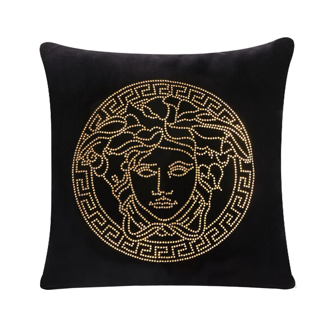 Medusa Black Studs Velvet Cushion