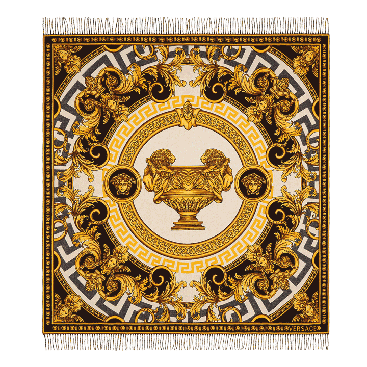 La Coupe Des Dieux Throw, Black-White-Yellow-Grey-Light Brown