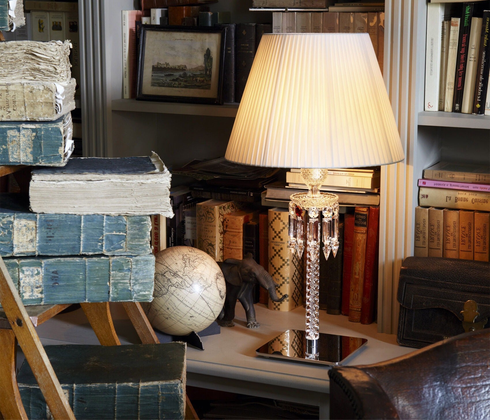 Torch Table Lamp with White Lampshade