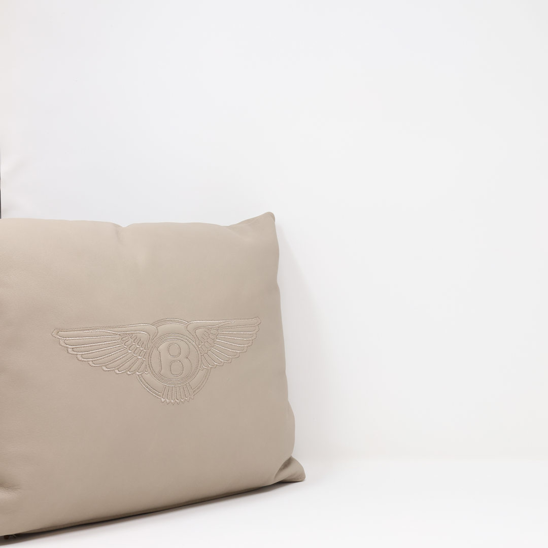 Bentley Home Ricamo leather Cushion- Quart Grey