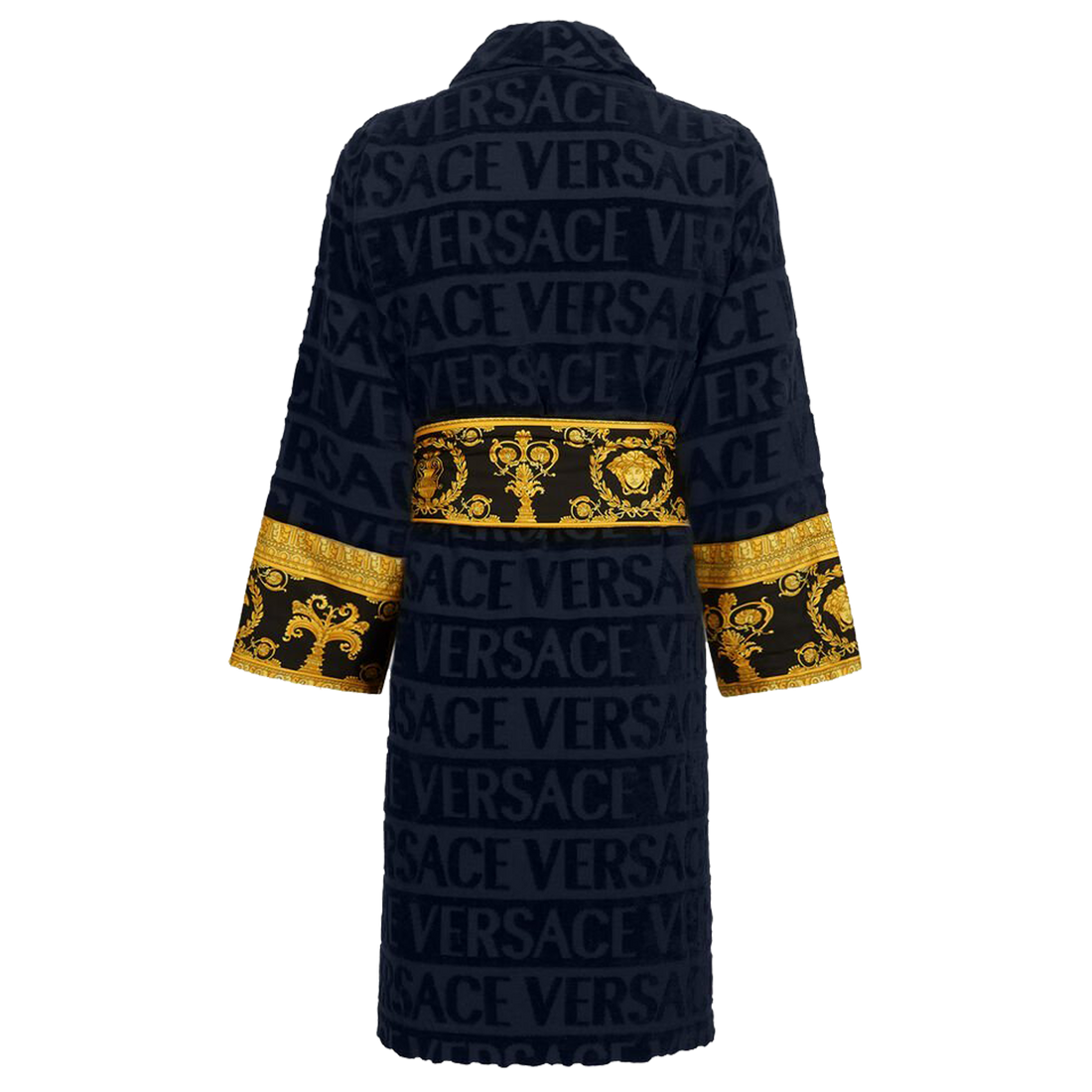 I Heart Baroque Bathrobe no hood-Navy Blue