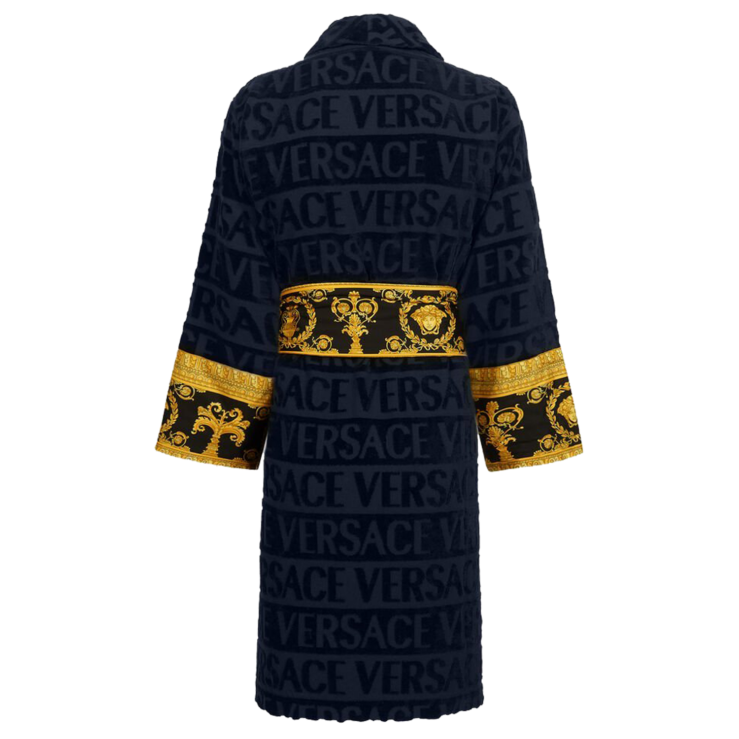 I Heart Baroque Bathrobe no hood-Navy Blue