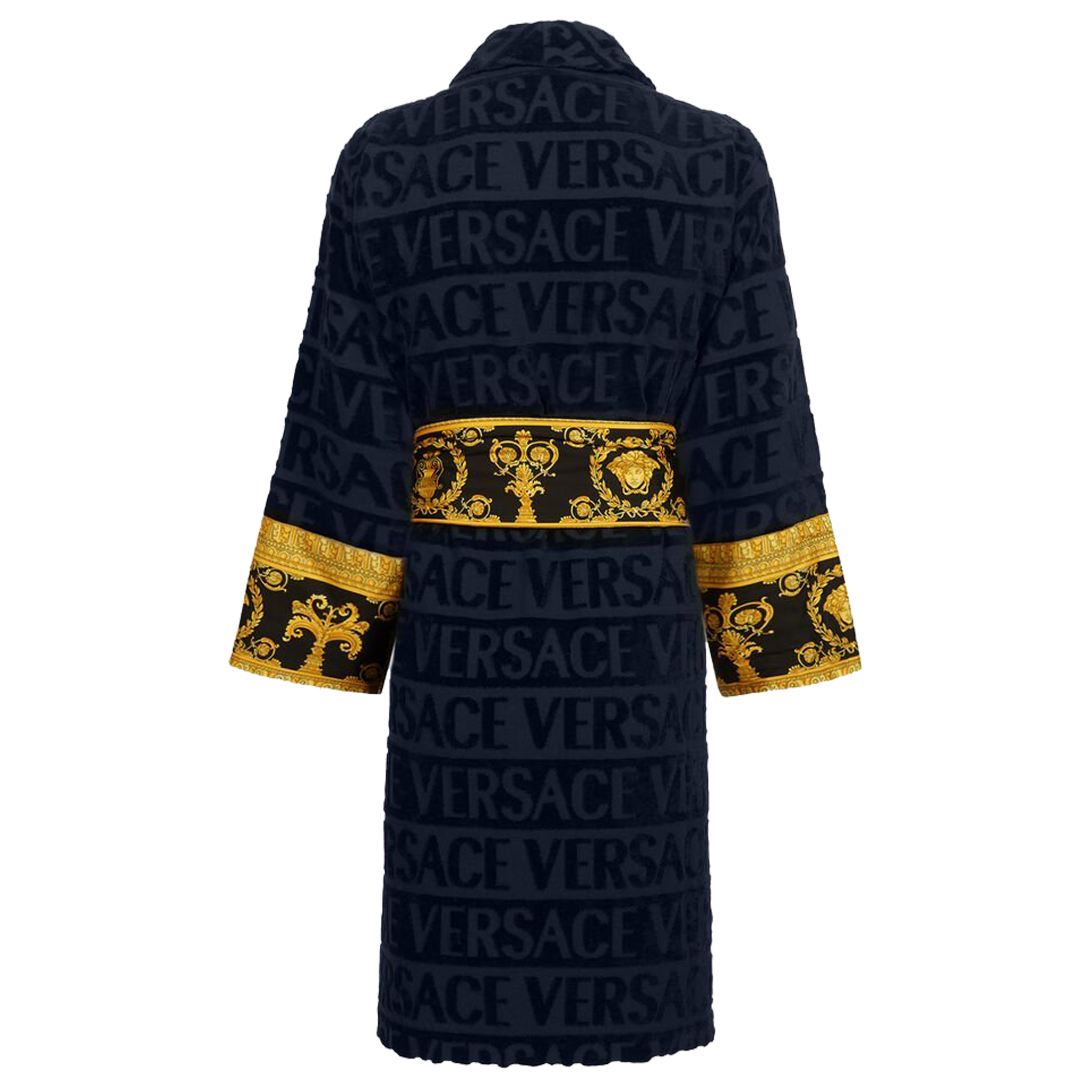 I Heart Baroque Bathrobe no hood-Navy Blue