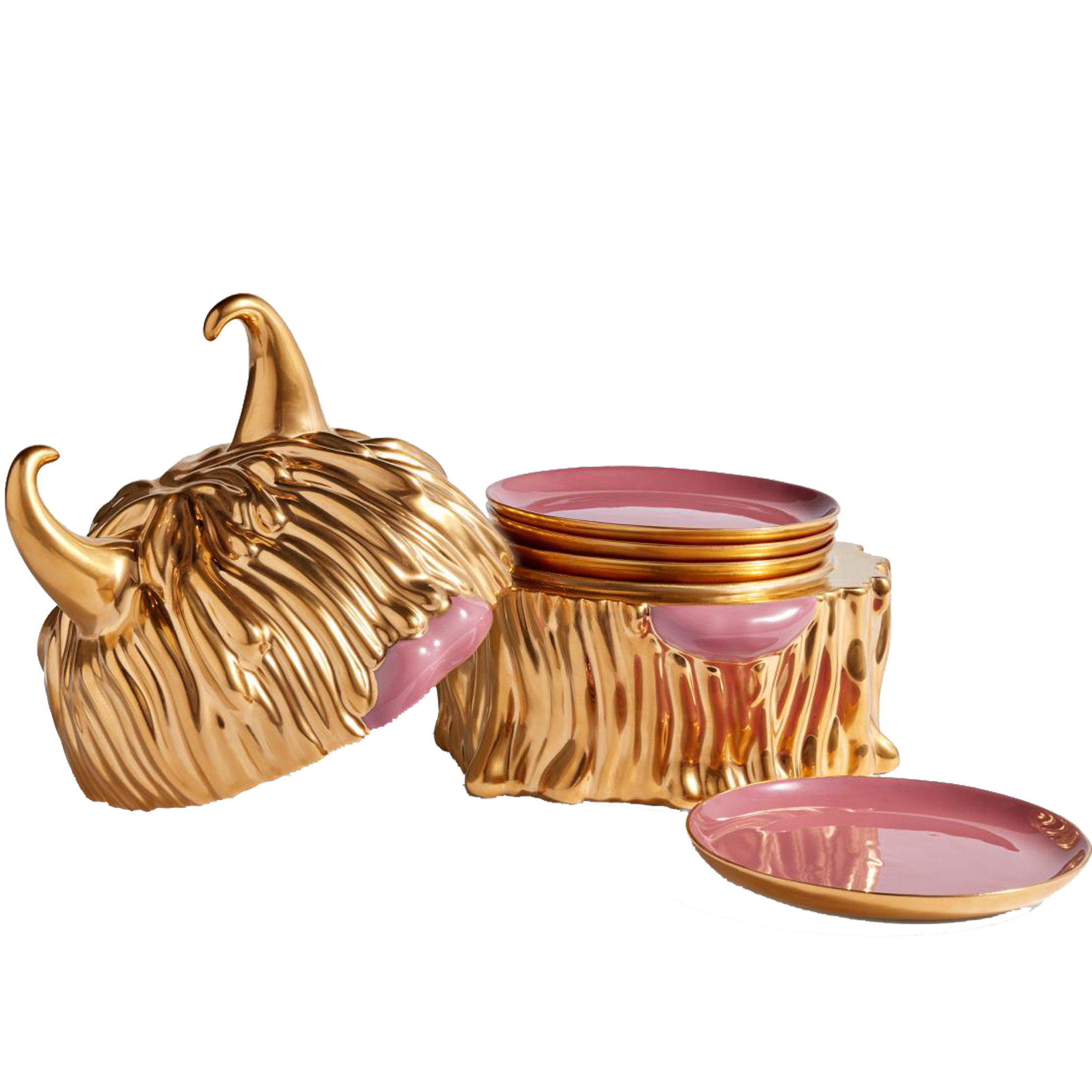Lynda Box & Set of 4 Plates - Gold & Pink LIMITED EDITION