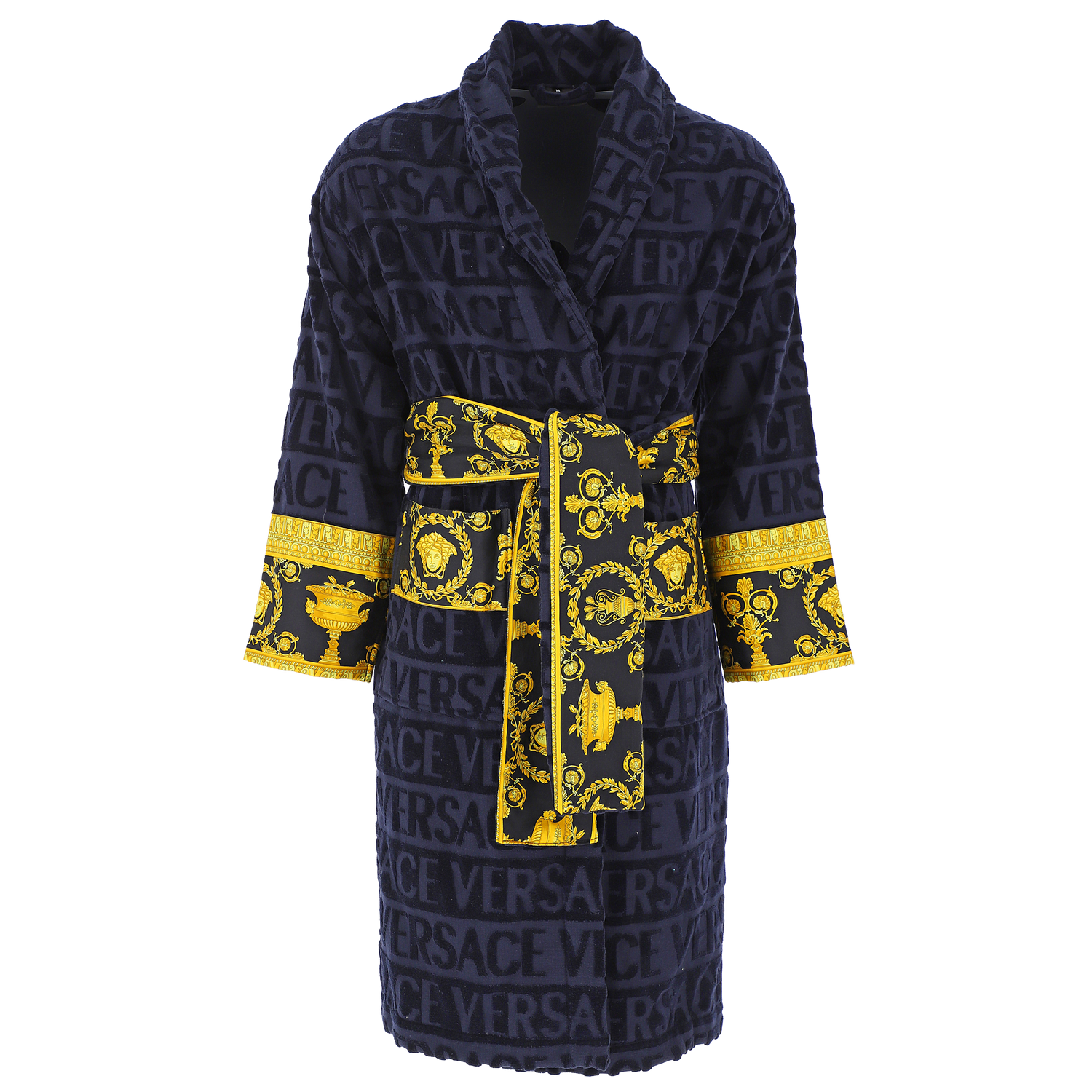 I Heart Baroque Bathrobe no hood-Navy Blue