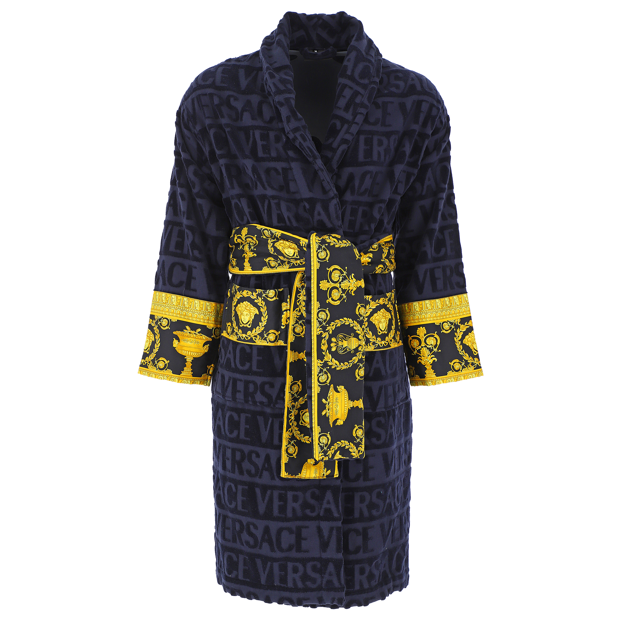 I Heart Baroque Bathrobe no hood-Navy Blue