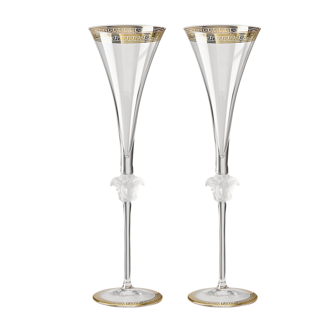 Medusa Dor Champagne Flute 2 Piece Set