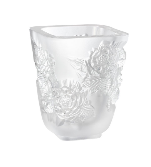 Lalique PIVOINES Vase Small Clear