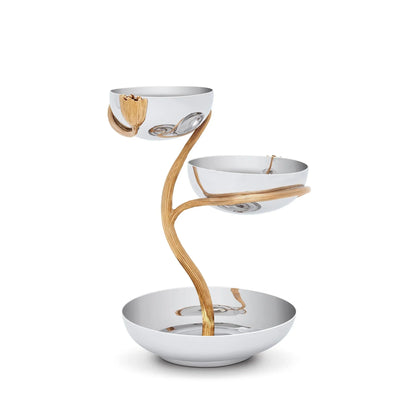 LO L’Objet Deco Leaves Stainless 3 Tier Server Small