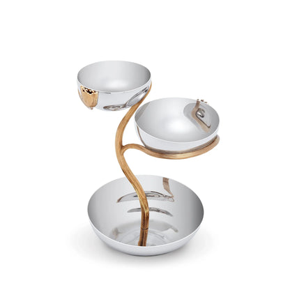 LO L’Objet Deco Leaves Stainless 3 Tier Server Small