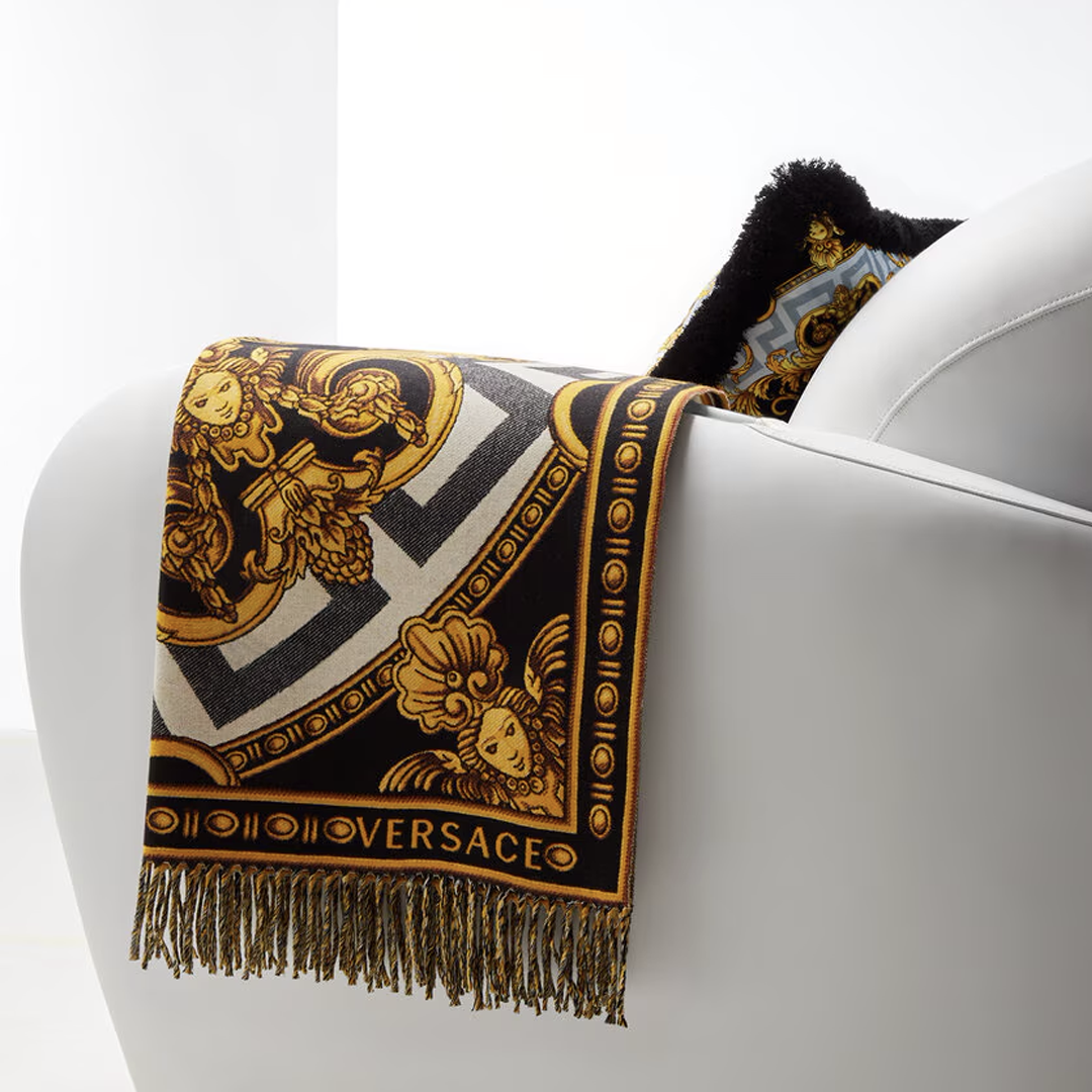 La Coupe Des Dieux Throw, Black-White-Yellow-Grey-Light Brown