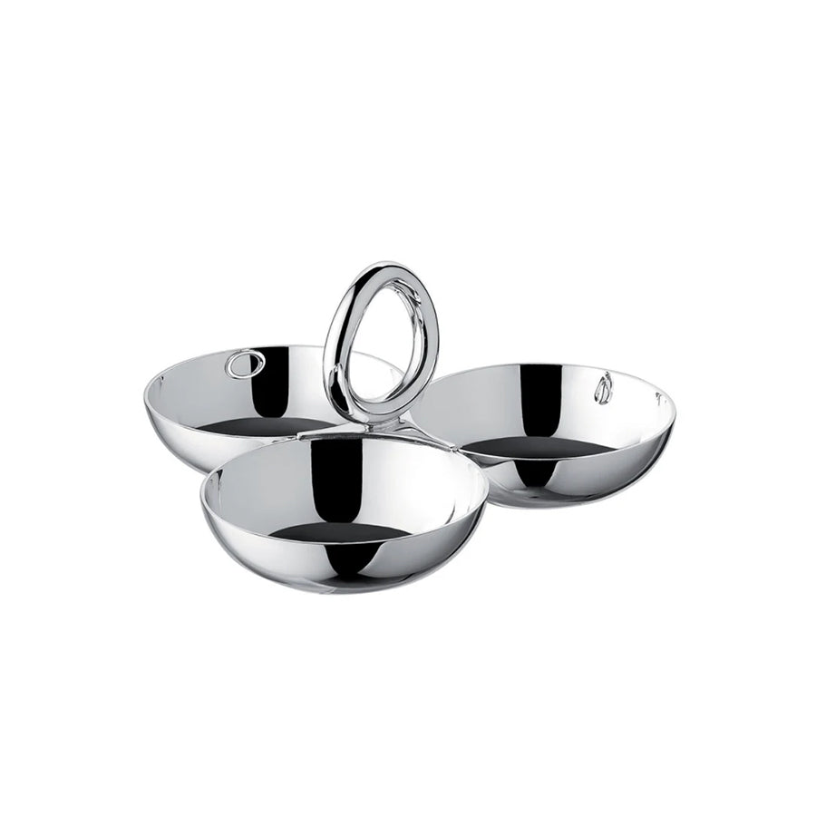 Vertigo Small Silver-Plated 3-Bowl Aperitif Serving Dish