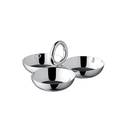 Vertigo Small Silver-Plated 3-Bowl Aperitif Serving Dish