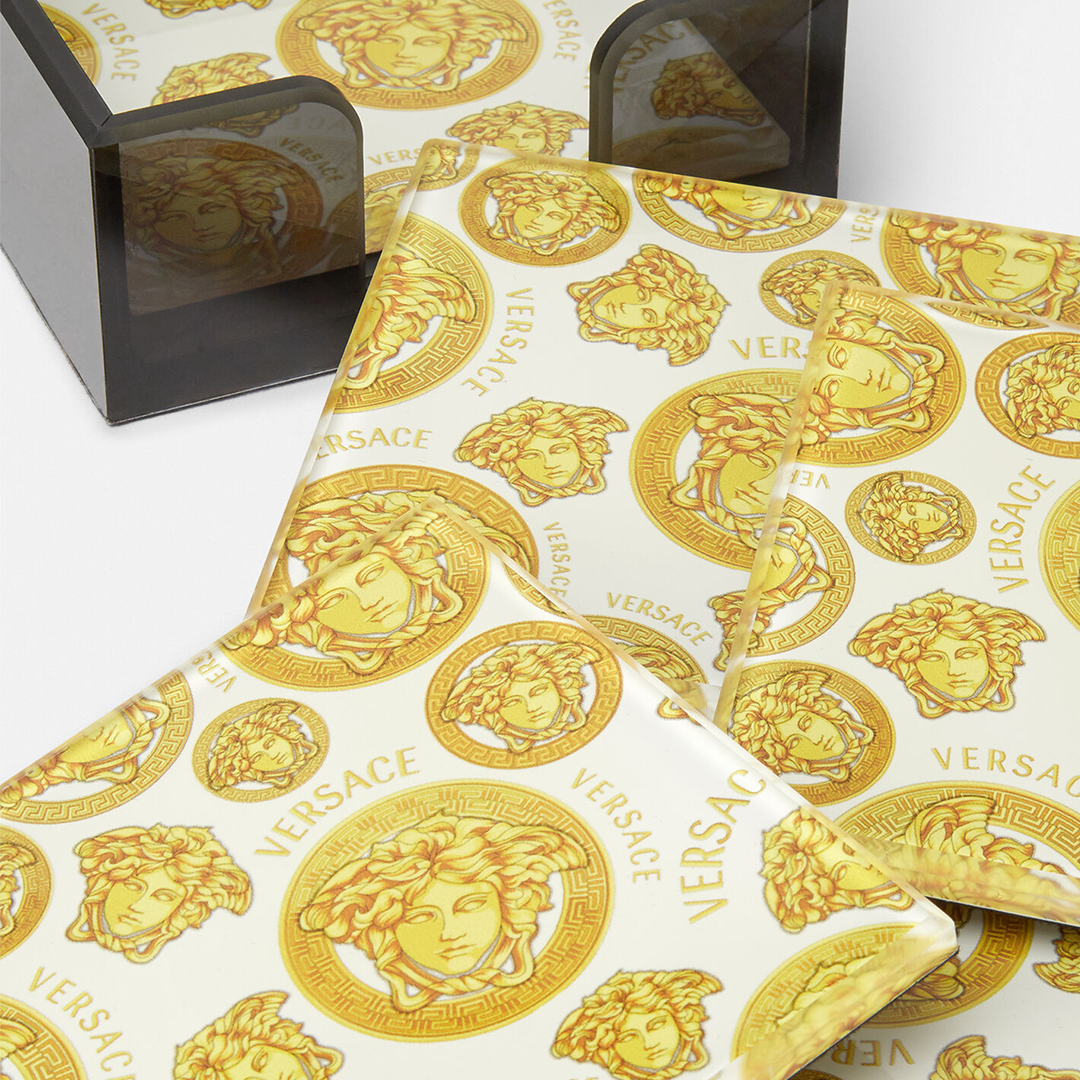 Medusa Amplified Coasters Set of 6, White Gold