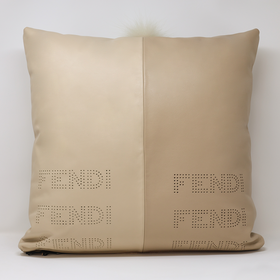 Fendi Casa  Leather Cushion with Fox inlay