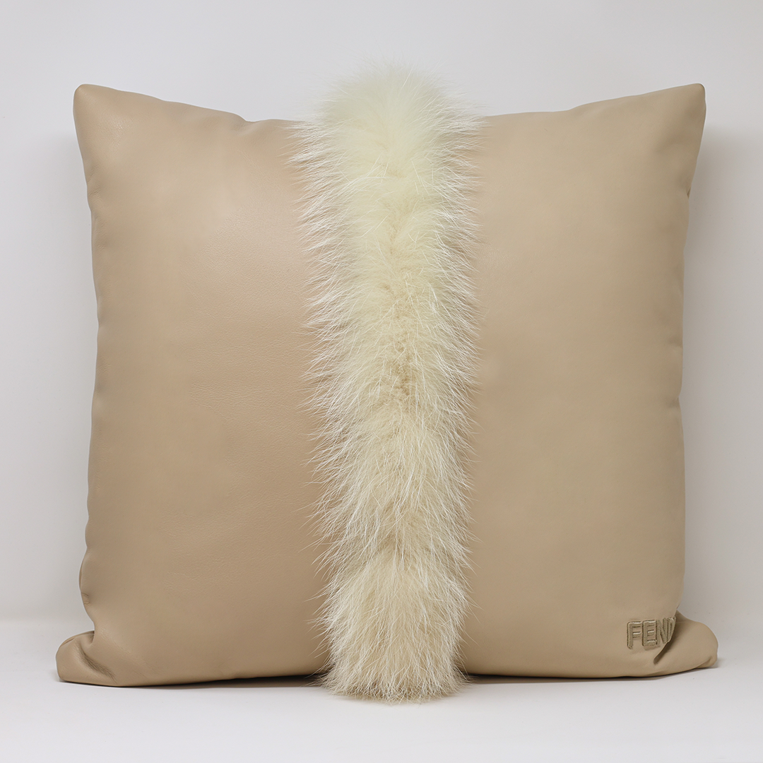 Fendi Casa  Leather Cushion with Fox inlay