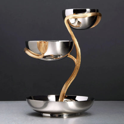 LO L’Objet Deco Leaves Stainless 3 Tier Server Small