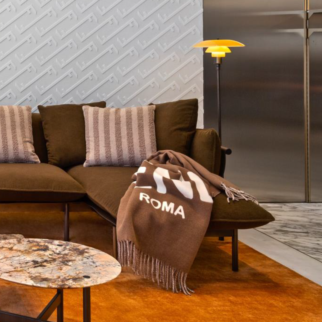 Fendi Roma Throw - Brandy &amp; White