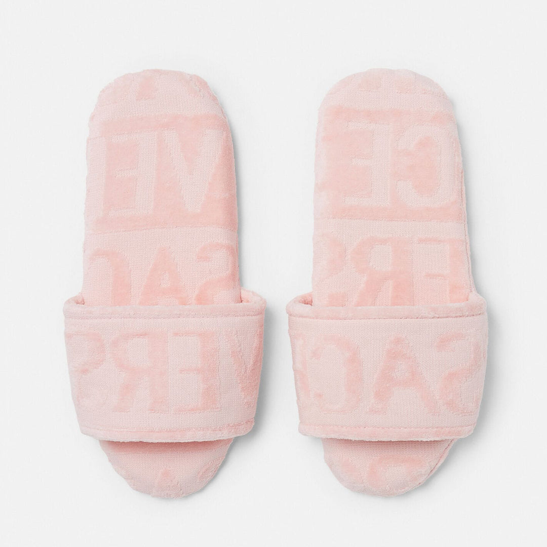 Versace Letter Embroidered Slippers (M) Pink