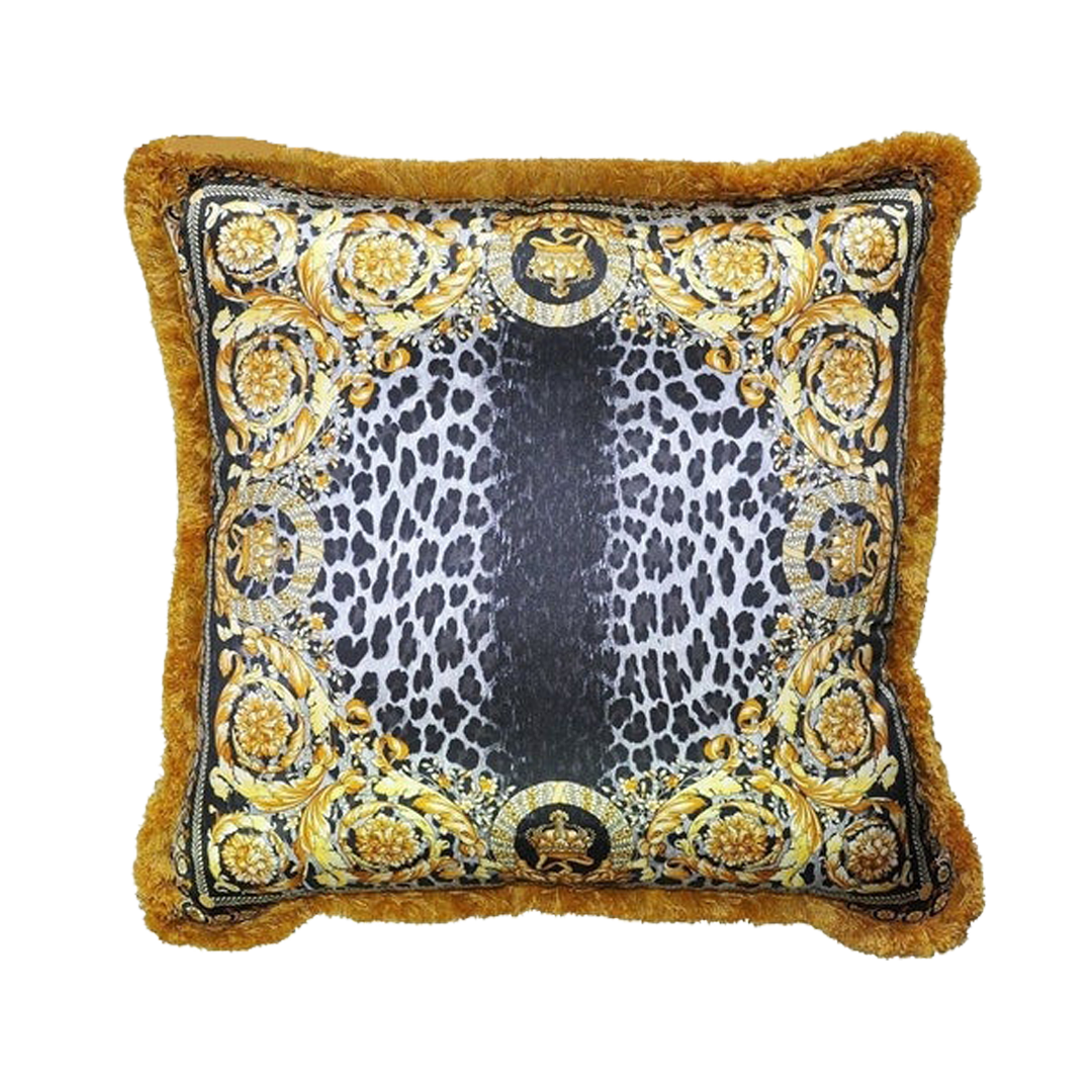Crown Animalier Cushion - Dark Brown-Gold