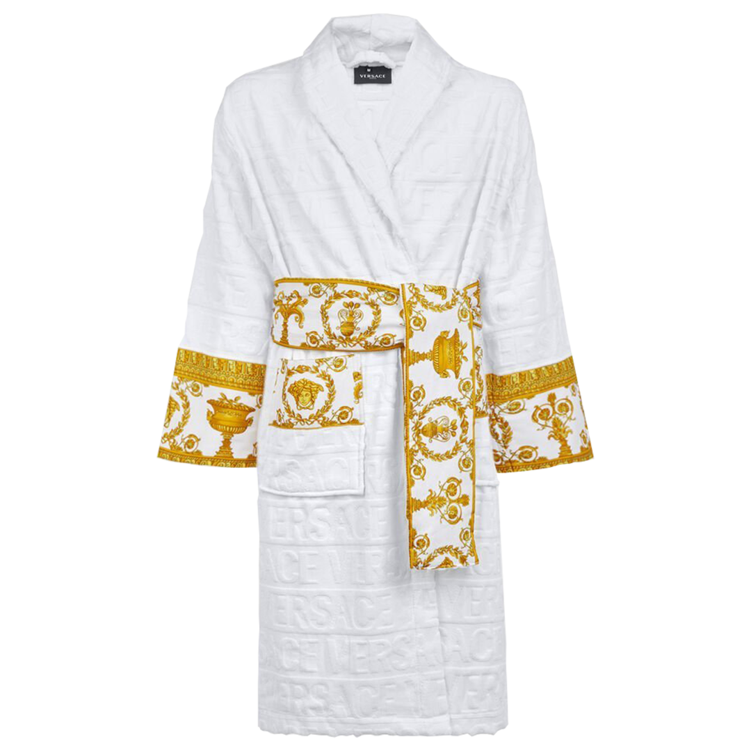 I Heart Baroque Bathrobe no hood-White