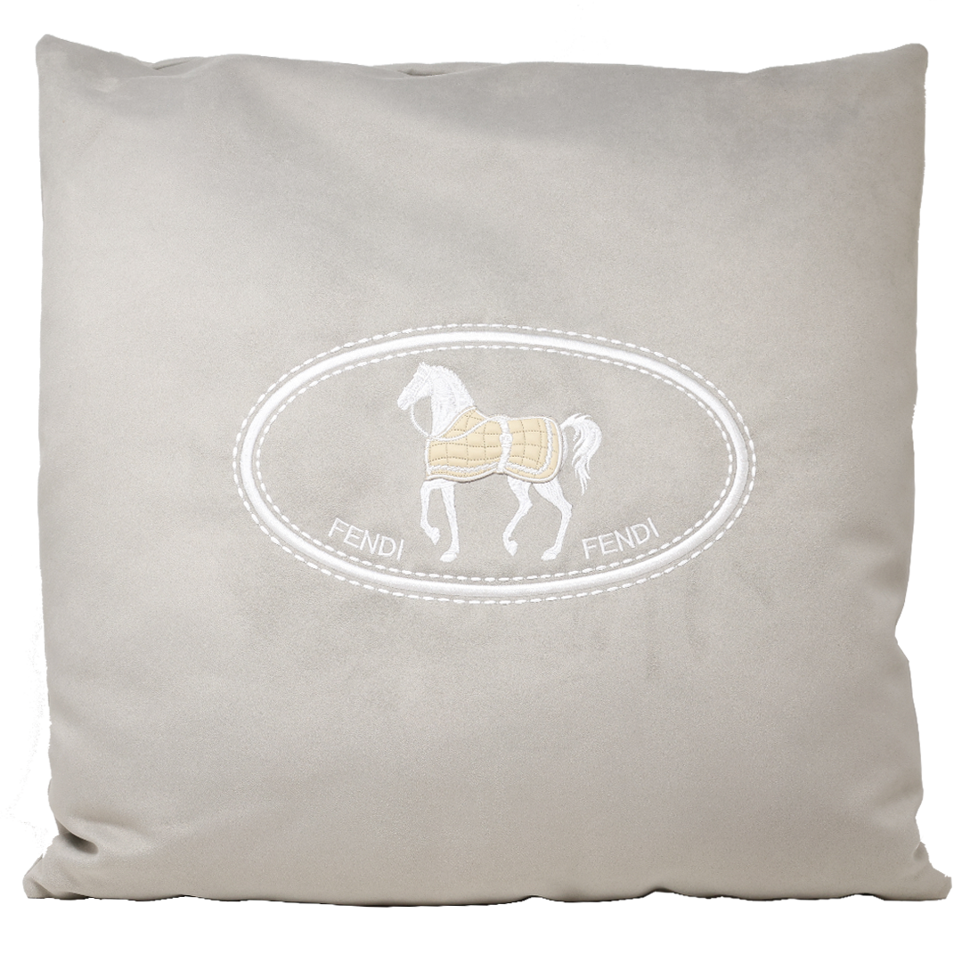 Villa Borghese Embroidery Cushion - Light Grey