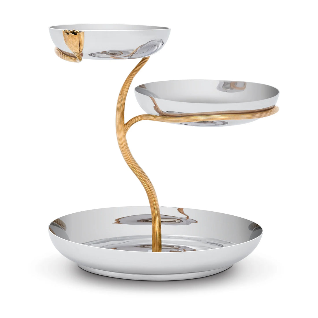 Deco Leaves Stainsless 3 Tier Server-Large