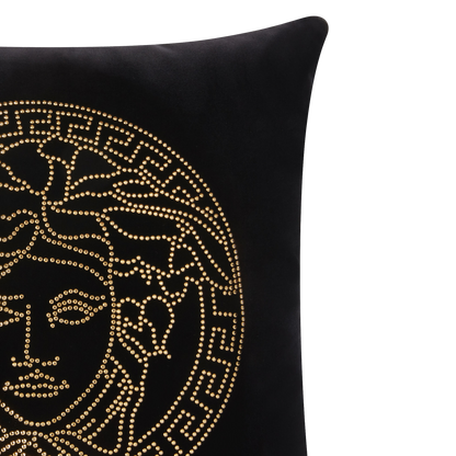 Medusa Black Studs Velvet Cushion