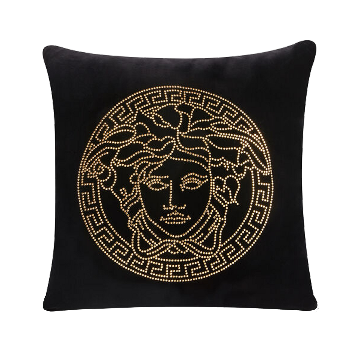 Medusa Black Studs Velvet Cushion