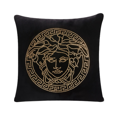 Medusa Black Studs Velvet Cushion