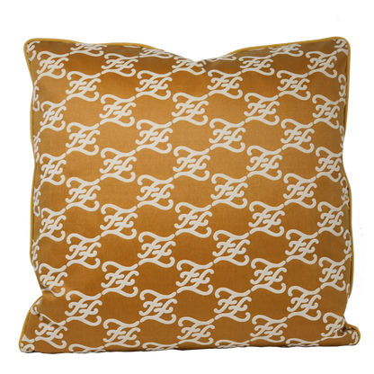 Fendi Casa Velvet Karligraphy Pattern  Cushion - Rust