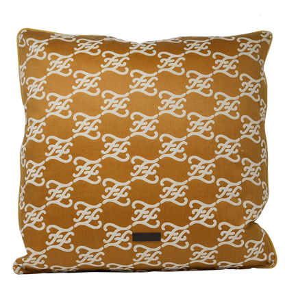 Fendi Casa Velvet Karligraphy Pattern  Cushion - Rust