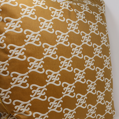 Fendi Casa Velvet Karligraphy Pattern  Cushion - Rust